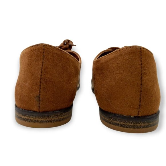 Qupid Girl's Brown Black Suede Leopard Print Lace Up Low Top Oxford Shoes Size 6 - Picture 5 of 10